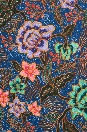 Harmony in Bloom: Lavender and Green Flowers Motif in Malaysian Batik Artistry