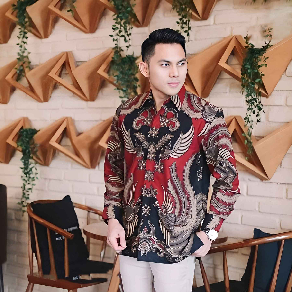 Batik Shirt Men Essence Elegance Batik Red
