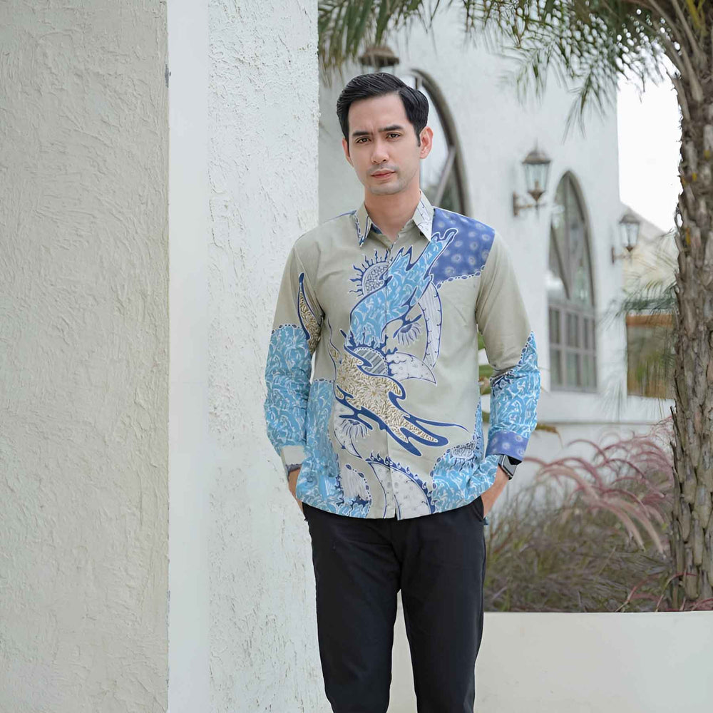 Batik Shirt Men Timeless Threads Batik Beige