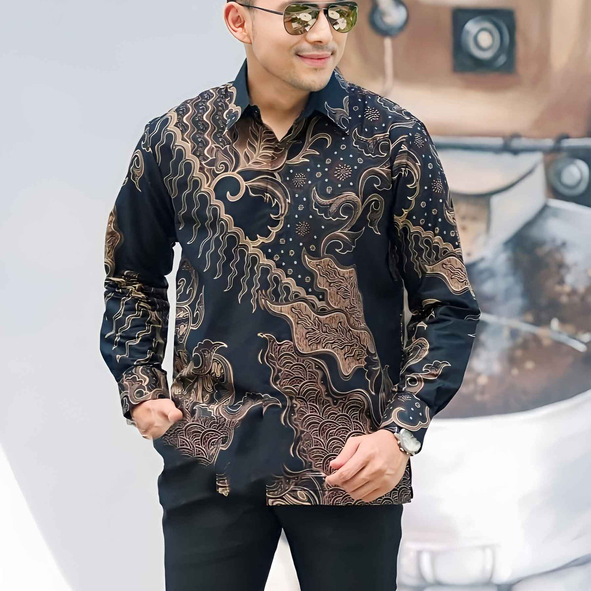 Batik Shirt Men Culture Crafts Batik Black