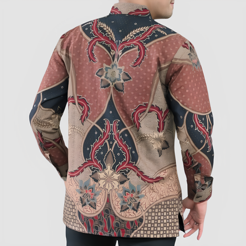 Men's Batik Shirt - Maroon Heritage