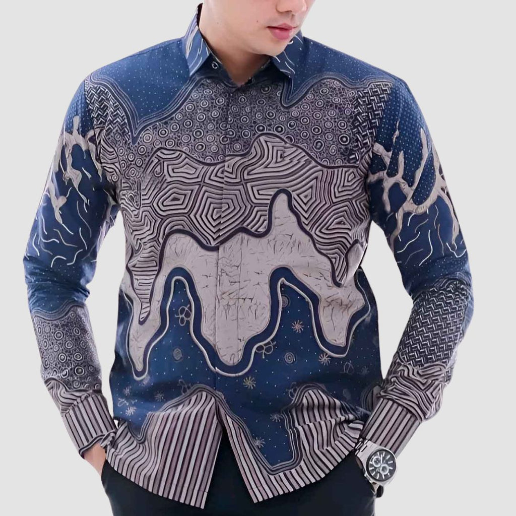 Men's Batik Shirt - Navy Enigma