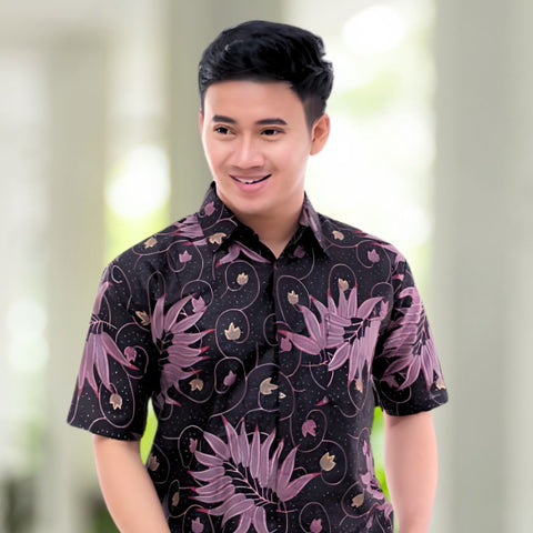 Men's Batik Shirt - Midnight Blossom