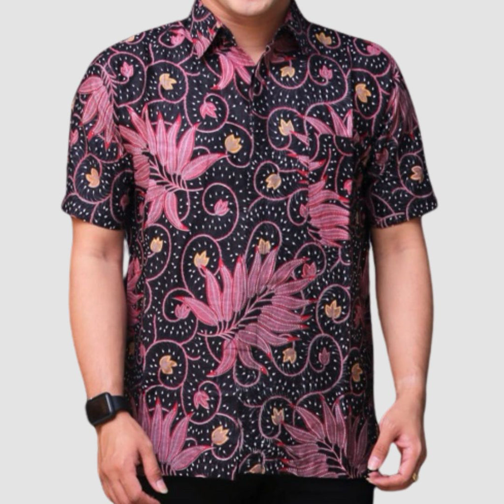 Men's Batik Shirt - Midnight Blossom