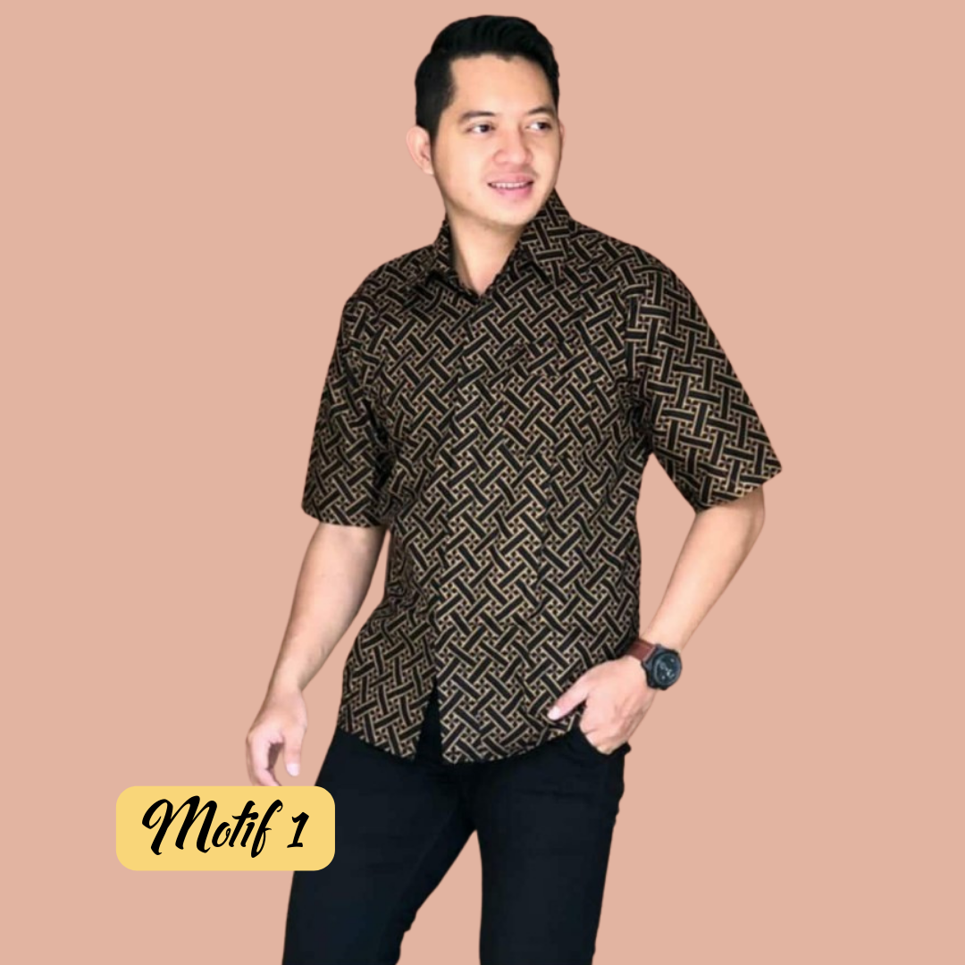 Fashionable Men's Batik Brown Short Sleeve