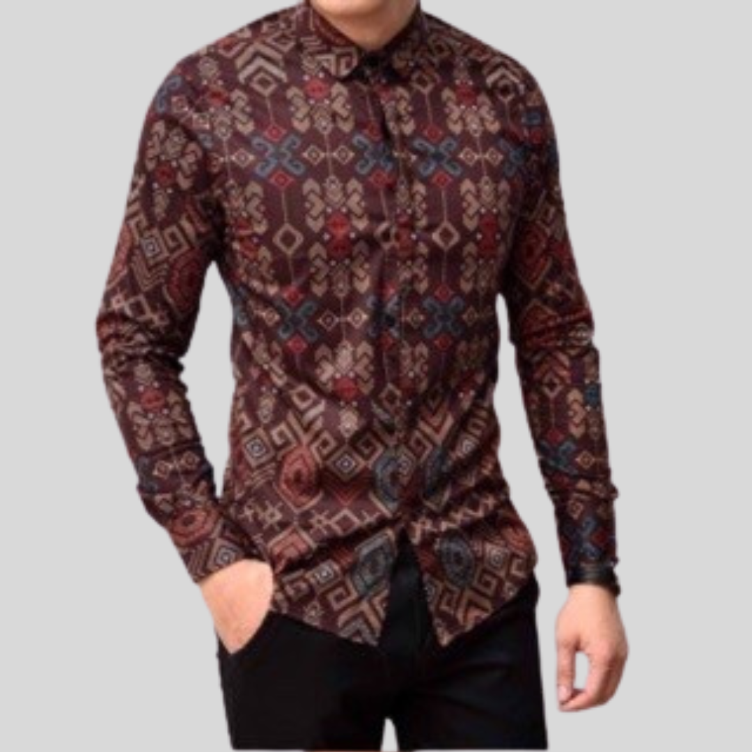 Men's Batik  Shirt Songket Longsleeve Slimfit