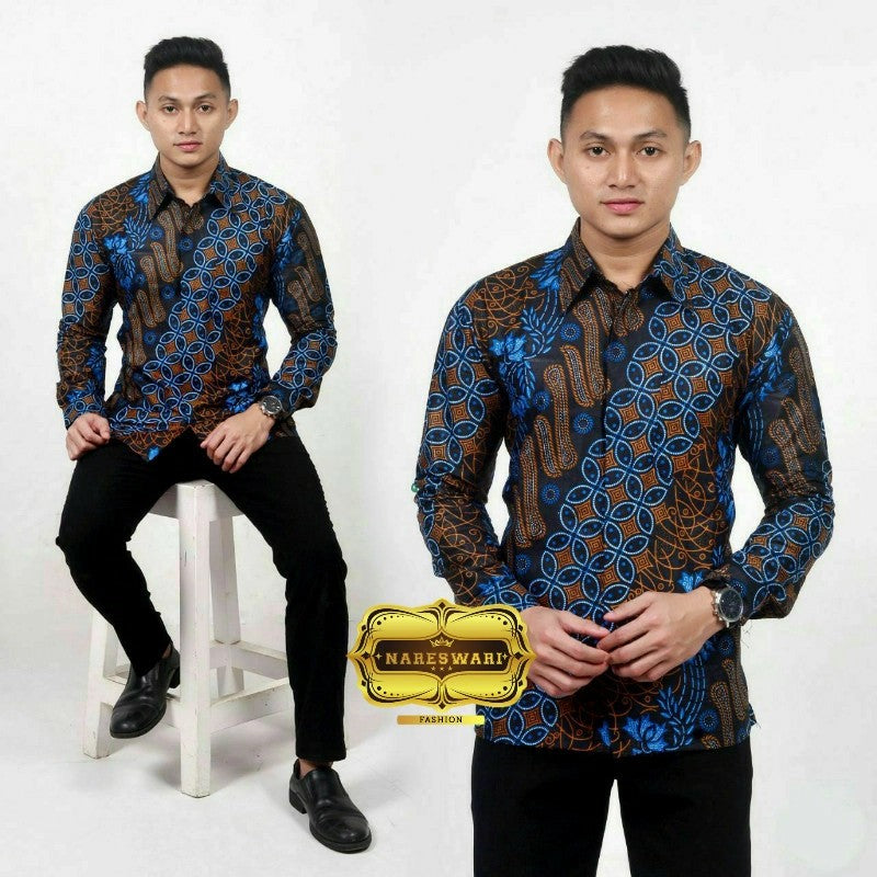 Fashionable Batik Pattern Shirt Long Sleeve