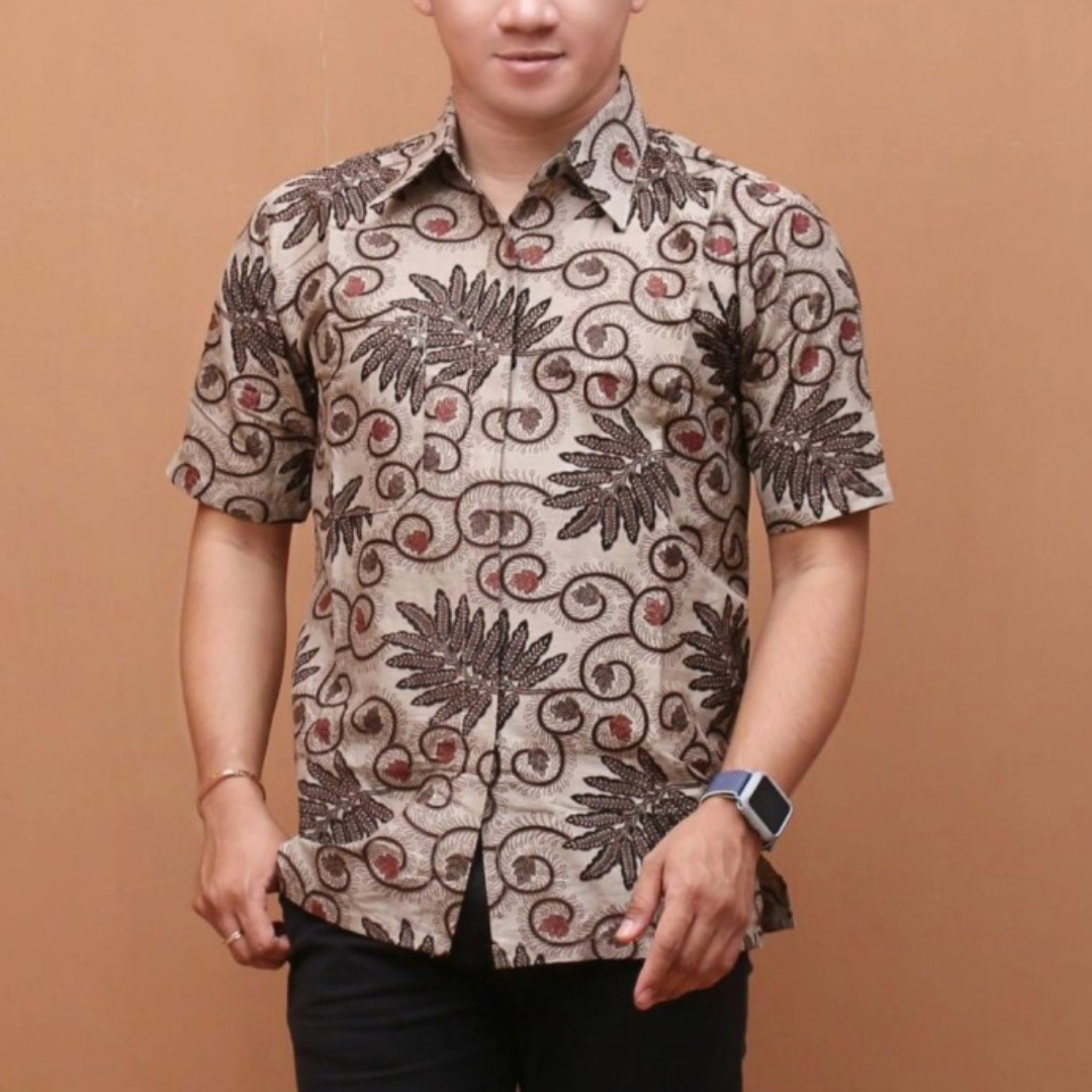 Fashionable Men's Short Sleeve Modern Batik